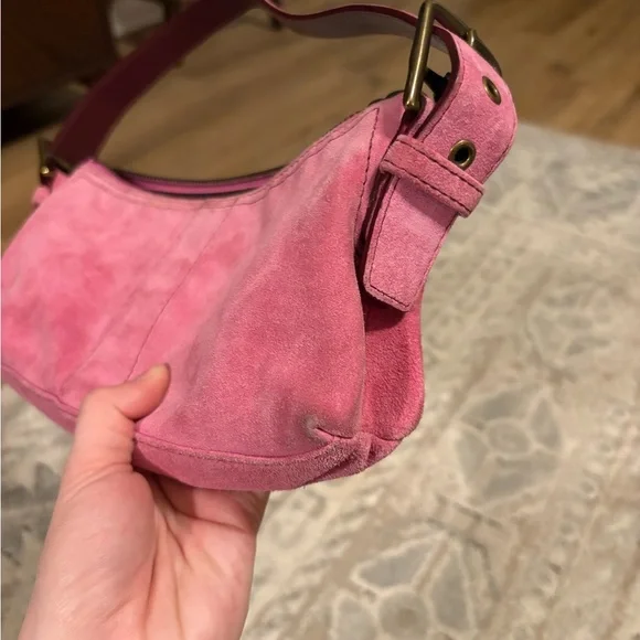 Y2K Pink Suede Coach Hamptons Demi Baguette Shoulder Bag - Picture 8 of 8